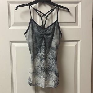 Prana Mahdia V-next Tank Top Black and Gray with Delicate Design - Size M
